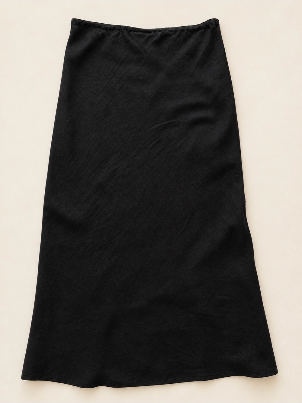 100% Linen Black Drawstring Waist A-Line Maxi Skirt 6 Warehouse - Picture 3 of 6